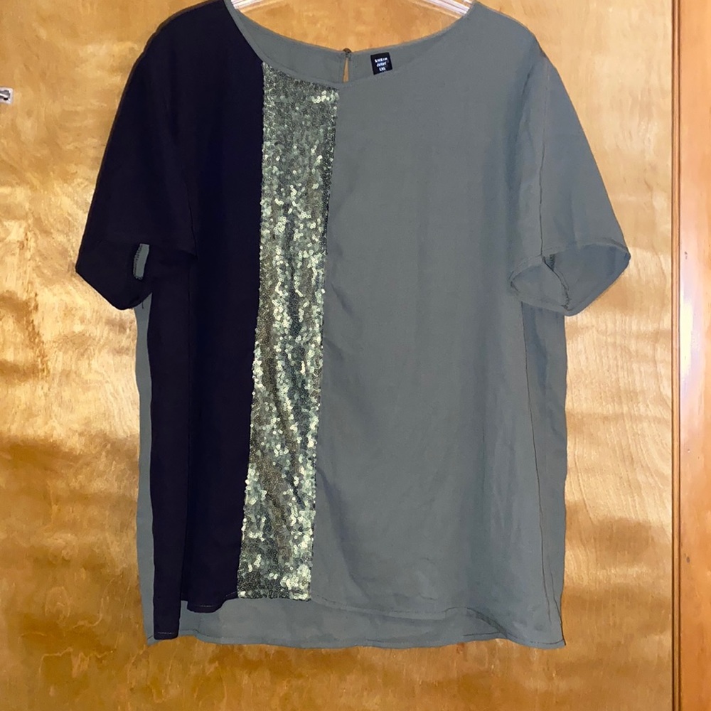 Shein Color-block Sequin Blouse